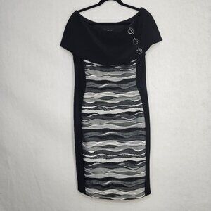 Joseph Ribkoff Striped Capelet Sheath Knee Length Dress 14